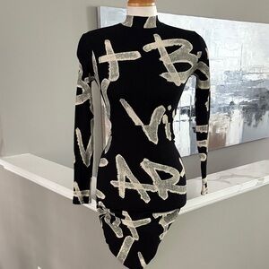 Desigual Black and Cream Long Sleeve Dress